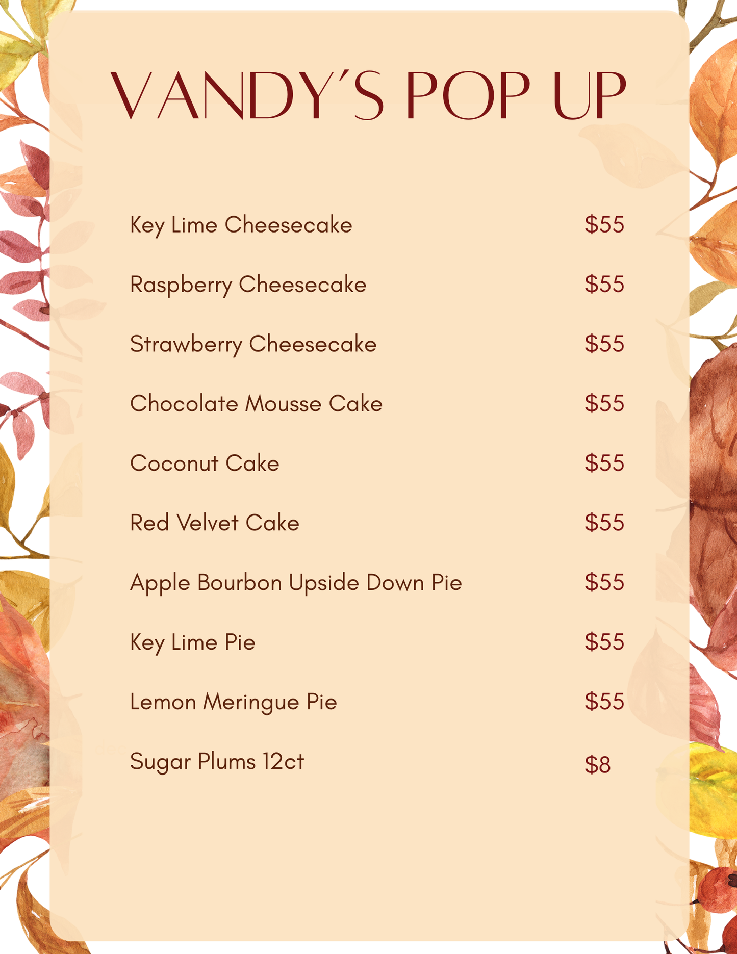 Vandy's Dessert Pop-Up